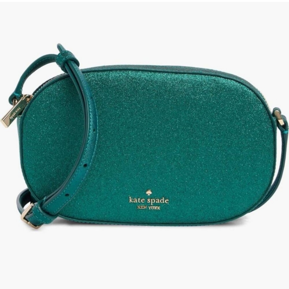 NWT Kate Spade Glimmer Oval Camera Crossbody Bag in Festive Teal